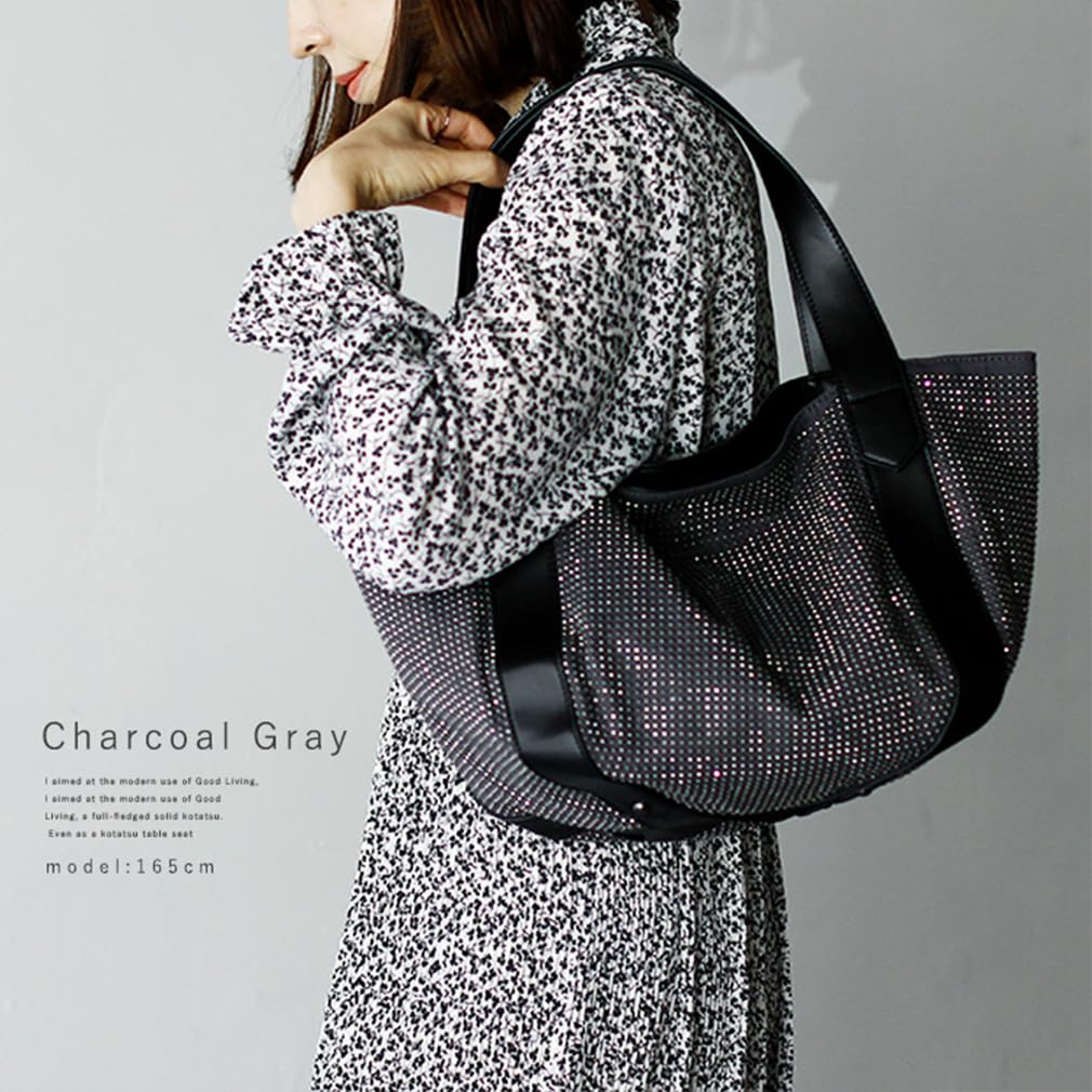 Vita Felice Rhinestone Tote Bag for Women [VITAFELICE] blpu-15y002 (Charcoal Gray)