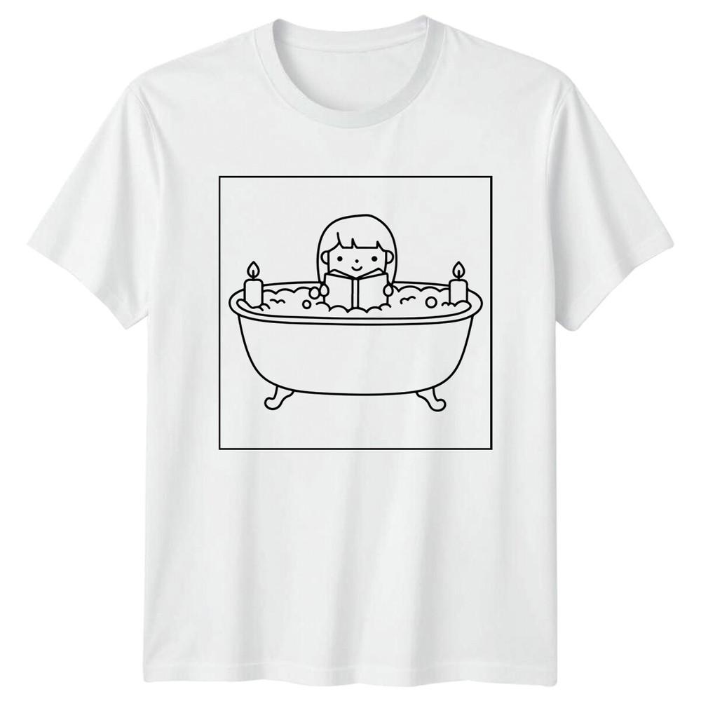 Girl Reading In Tub Hobby Unisexs TShirt Unisexs Tee Graphic Unisex Top