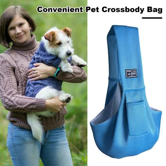 Pet Carrier Sling Breathable Crossbody Bag Puppy Carrier Purse Hand-Free Dog Sling Carrier with Storage Pockets for Small Dogs Cats