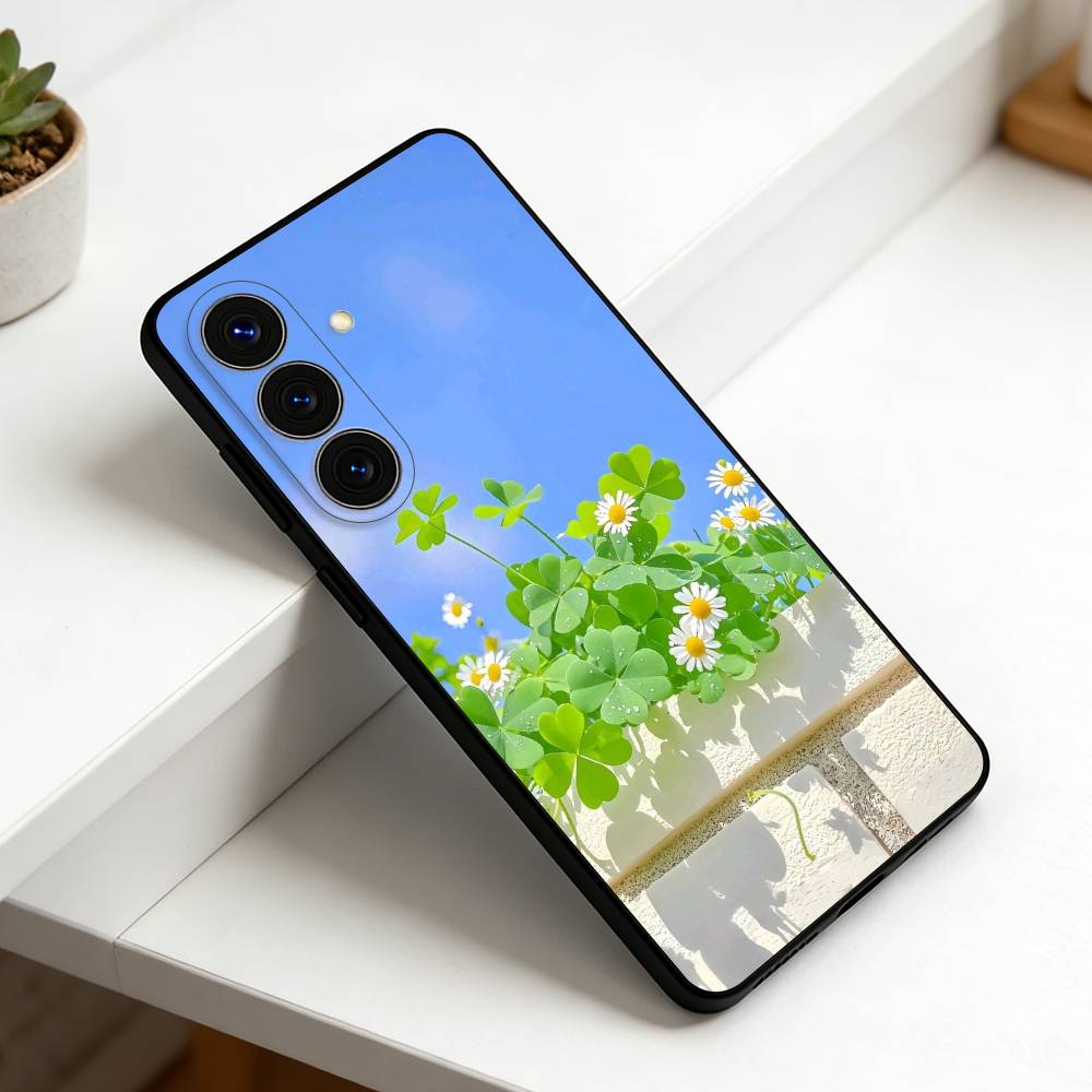 Весенне-зеленый пейзаж Для Samsung S25,S24,S21,S22,S23,S30,Ultra,S20,Plus,Fe,Lite,Note,10,9,5G Черный чехол
