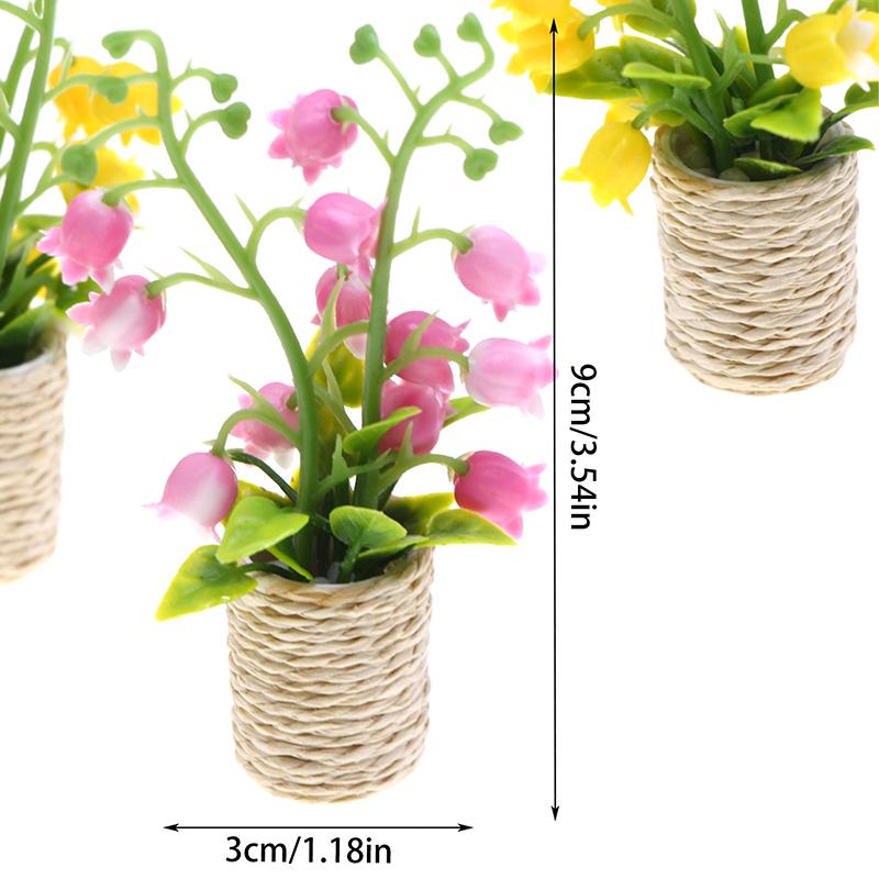 1:12 кукольных домиков Миниатюрный ландыш в горшке Растение в горшке Бонсай Модель для дома Декор Игрушка Кукольный дом Аксессуары