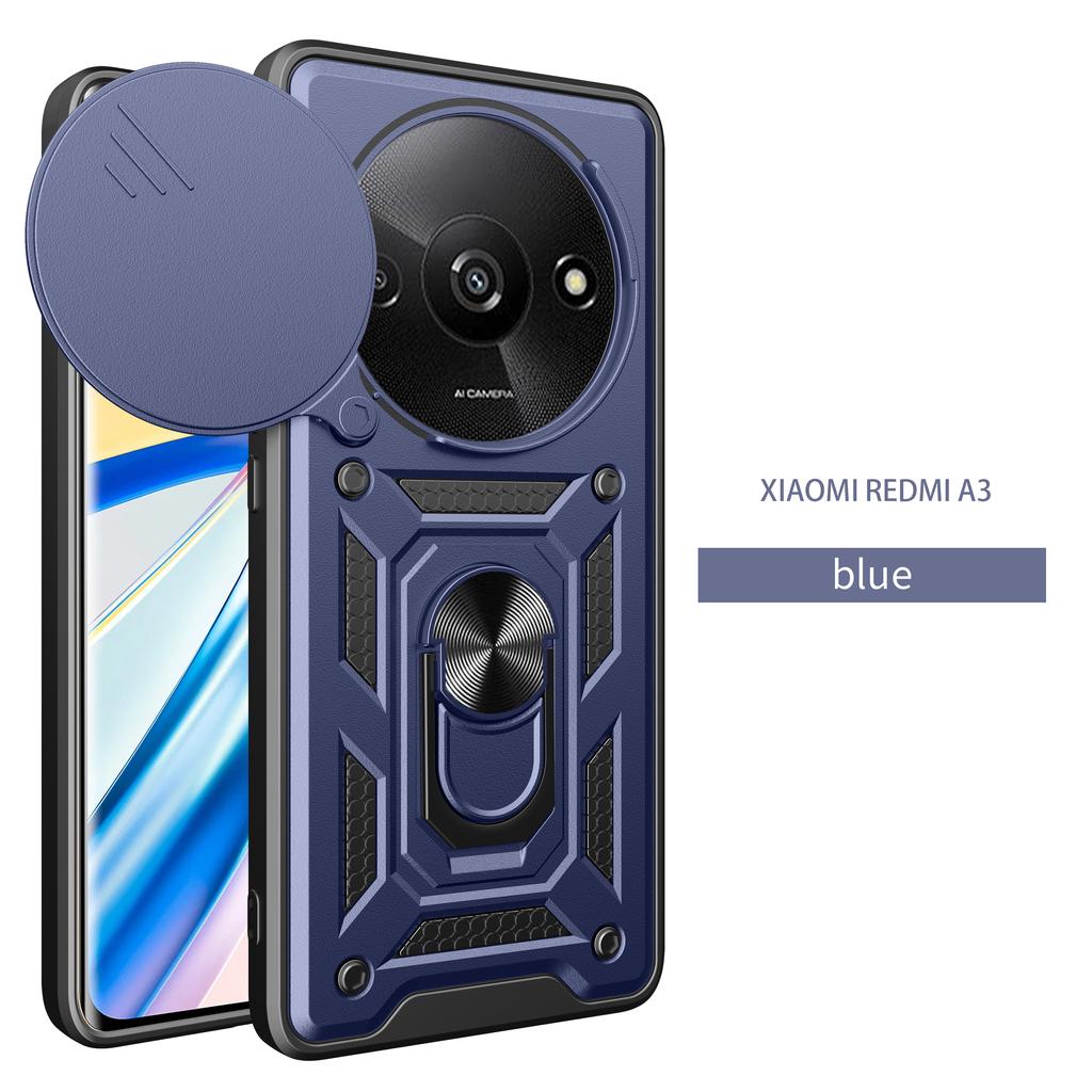 Чехол для Xiaomi Redmi A3 Чехол-крышка для Redmi A3X Чехол для Redmi A3 A3X Магнитное кольцо-держатель Бронированный чехол для телефона Защитная задняя крышка со шторкой для камеры