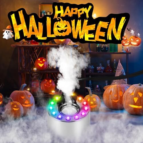 Ultrasonic Mist Maker with 12 Colorful Lights – 24V Water Fountain/Pond Fogger – Ultrasonic Mist Maker for Aquariums with Colored Lights