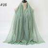 New Fashionable Women's Long Crinkled Cotton Linen Scarf with Tassel Edge - Solid Color Shawl