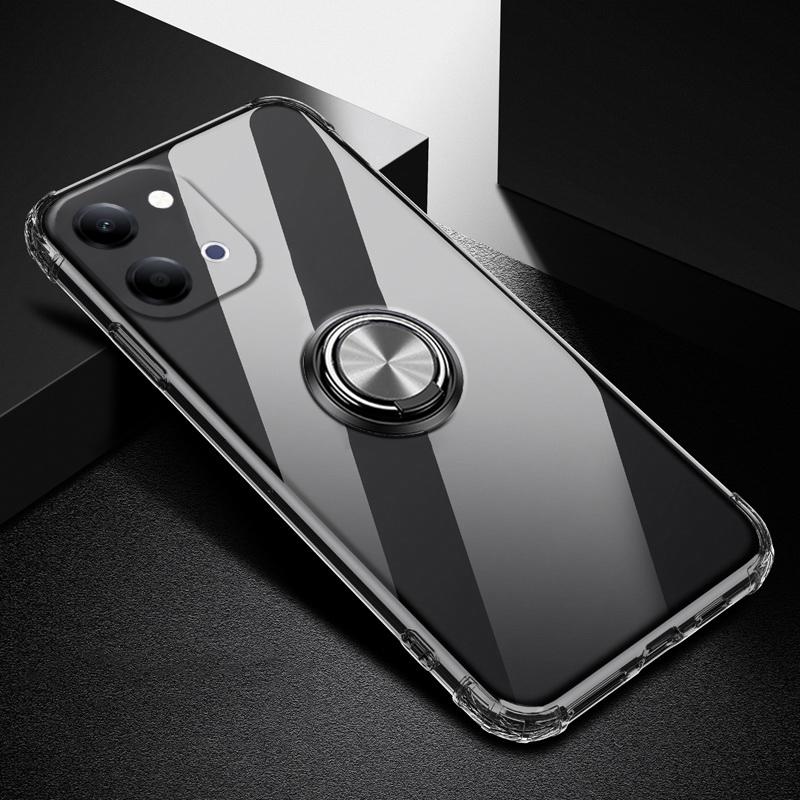 For VIVO IQOO Z11 Lite case Ring Holder Ultra Thin Transparent Car Navigation Soft Silicone Clear cover For vivo iqoo Z11 Lite Phone casing