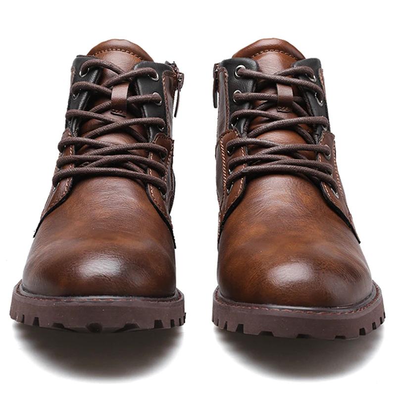 Винтажные мужские ботинки 2024 года, новые осенне-зимние ботинки, высококачественные мужские кожаные ботинки с боковой молнией, мужские ботильоны большого размера 39 48