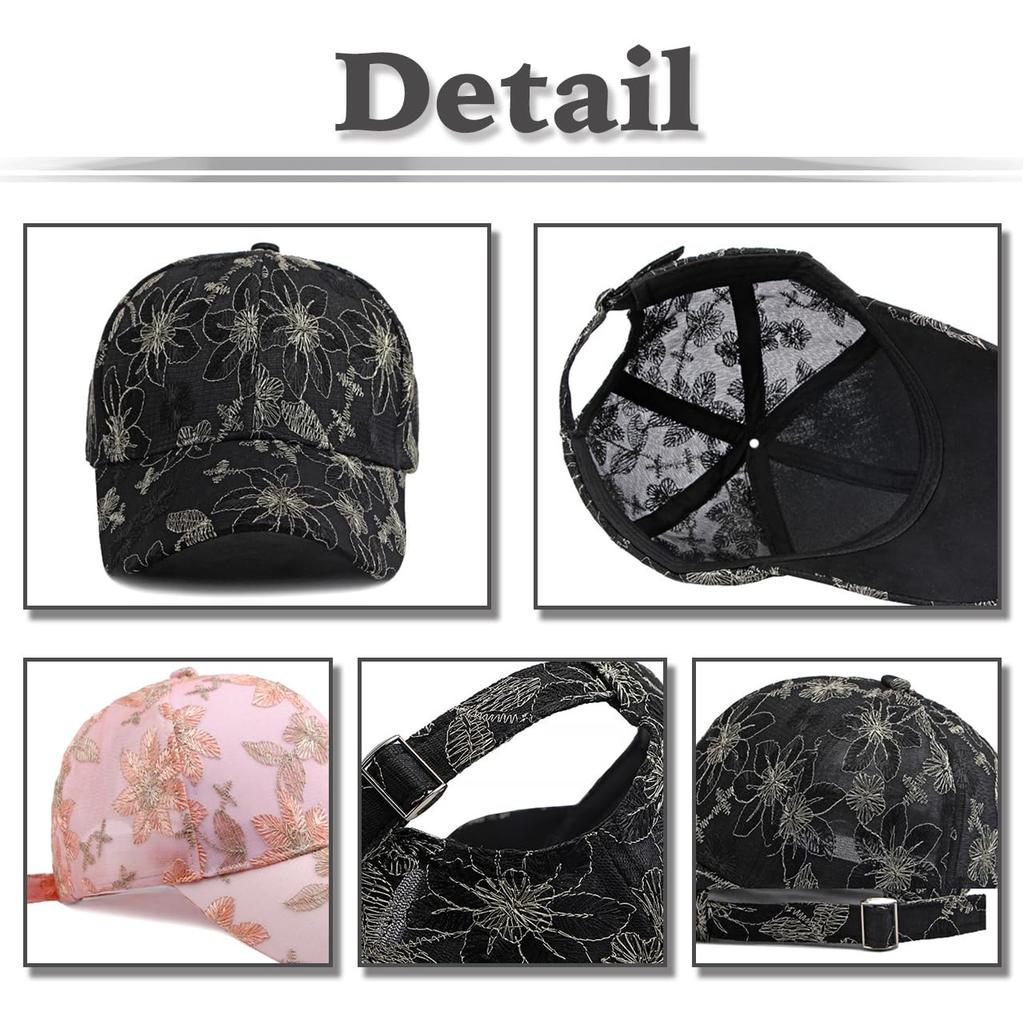 Бейсбольная девчачья шляпа CZ126 [White Fang] Кепка, кепка, шапка, поля, цветок, вышивка, кружево, милая, женская, (розовый)