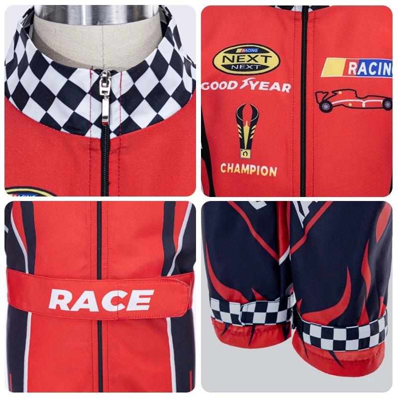 Car Driver Costume Boys' Racing Themed Jumpsuits Racer Jackets Red Child Cap Kids Dress Up for Halloween Carnival