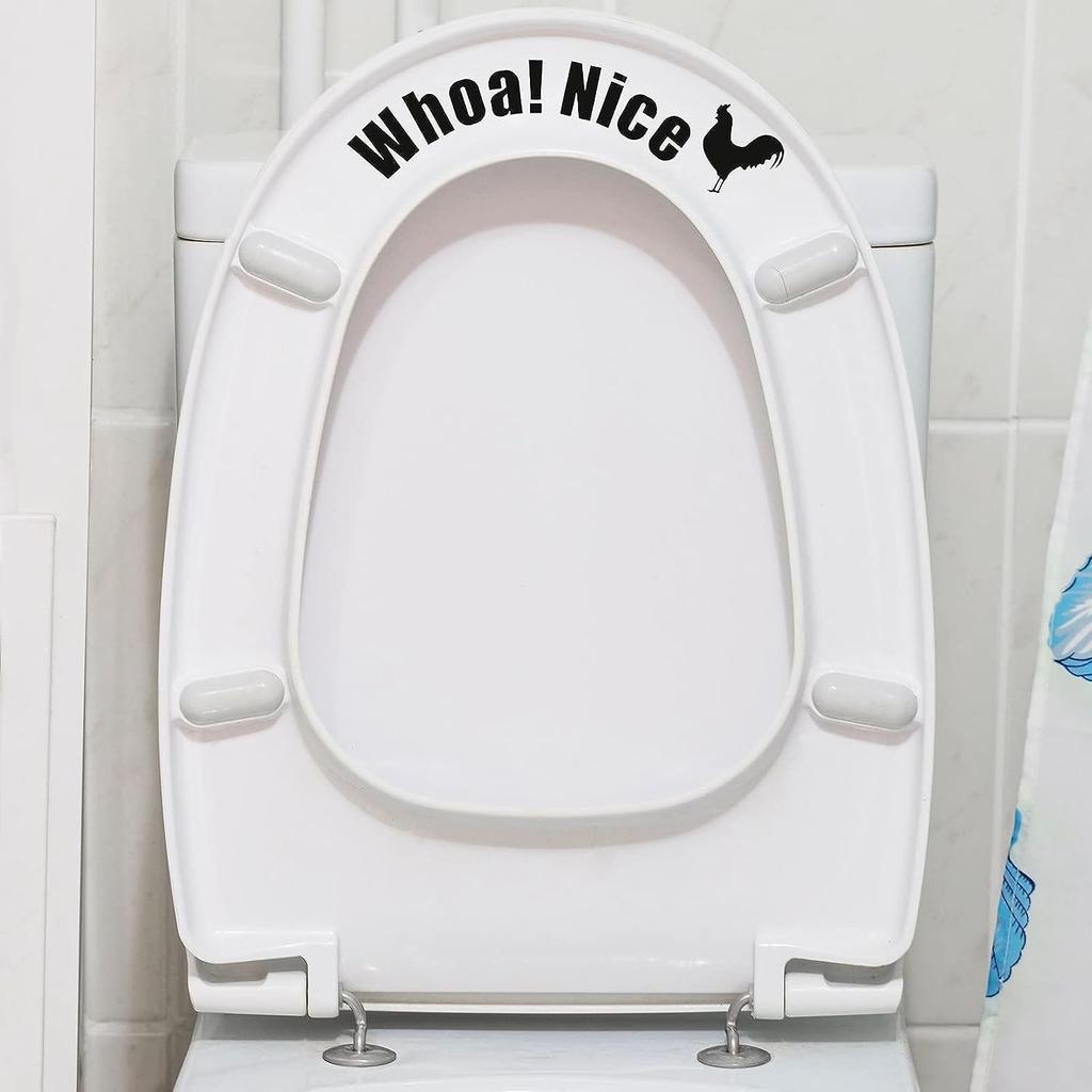 Whoa Nice Toilet Sticker Decal, Funny Cock Toilets Stickers, Waterproof Vinyl Wall Art Sign Decor, Removable Self-Adhesive Toilets Seat Quote Murals