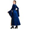 Women's Medieval Clothing Vintage Court Long Dress Strap Waist Gold Diamond Fleece Dress