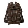 Women's Autumn and Winter Fashion Trend Plaid Scarf Knitted Short Coat Jacket