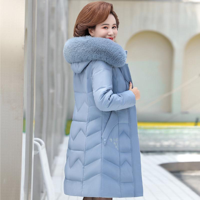 Middle-aged Women's Winter Coats New Casual Thick Warm Women's Jackets Hooded Fur Collar Long Parkas
