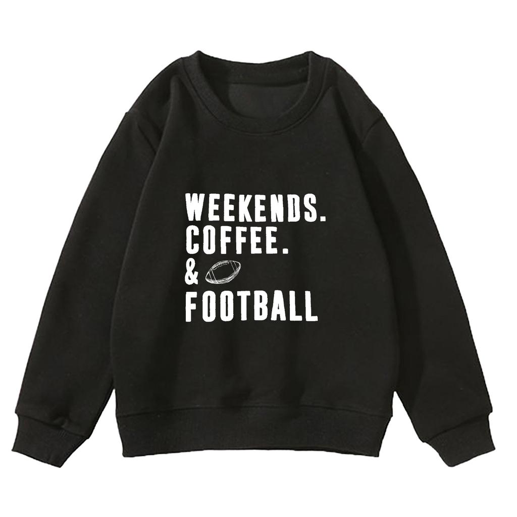 WEEKENDS.COFFEE. & FOOTBALL printed sweater autumn and winter men's and women's casual crew neck jumper