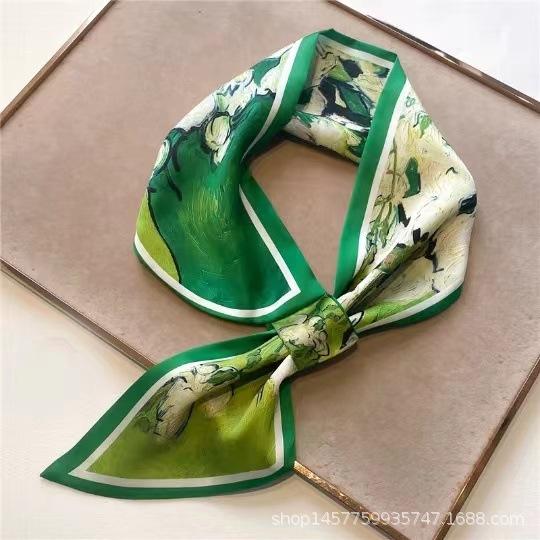 Silk Scarf Small Long Square Scarf Women'S High-End Neck Protection Scarf Professional Matching Shirt Scarf