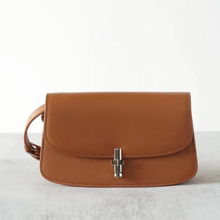 Gaoding Full Leather Mailman Bag Genuine Leather Saddle Bag French Minimalist Tofu Bag Single Shoulder Crossbody Bag Women's Bag