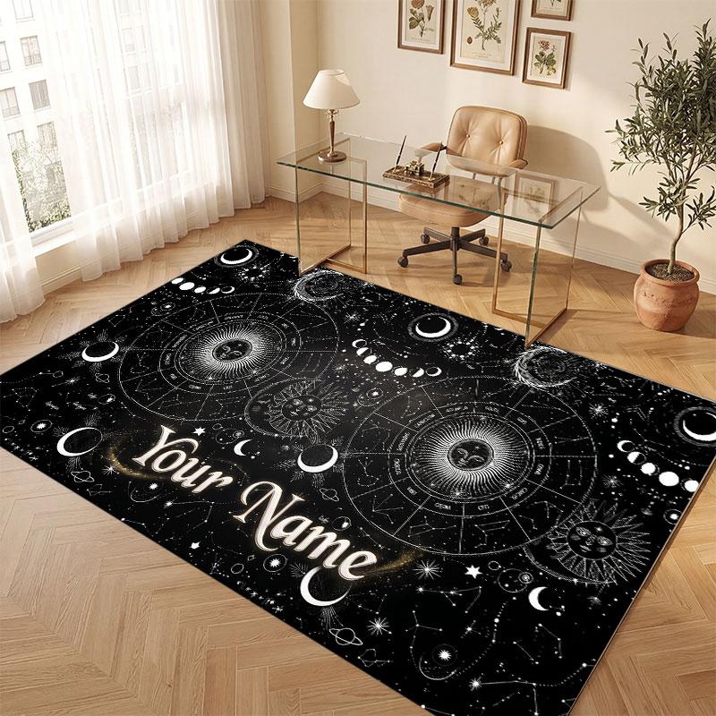 Abstract Personalized Theme Crystal Velvet Floor Rug Personalized Custom Name Text Warm Carpet Home Decoration