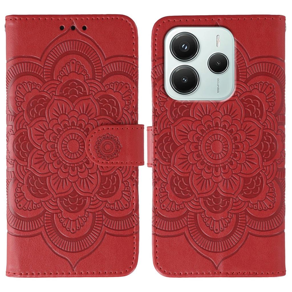 For Xiaomi Redmi Note 14 5G/Poco M7 Pro 5G Case PU Leather Mandala Imprinted Design Wallet Phone Cover