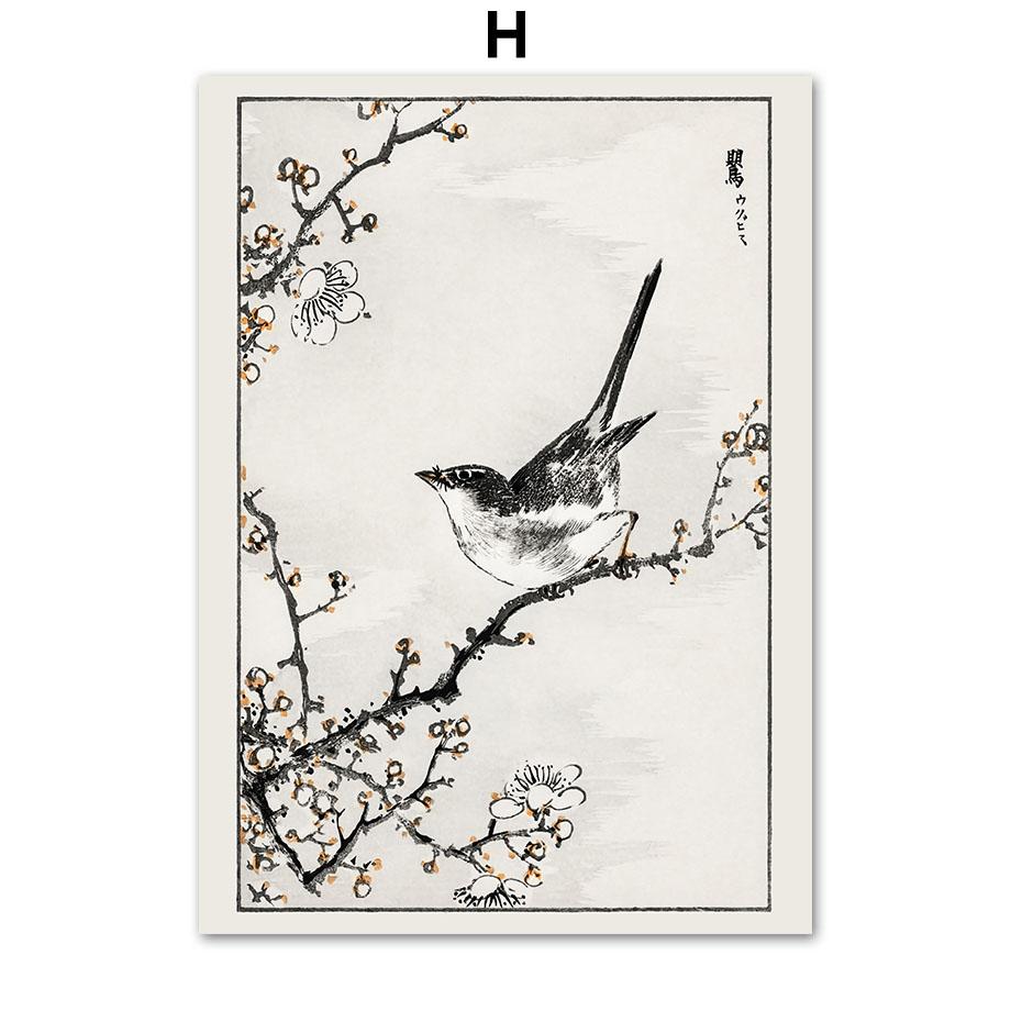 Японский стиль Журавль Ласточка Лебедь Женщина Цветочные постеры и принты Настенная живопись на холсте для гостиной Декоративные фотографии