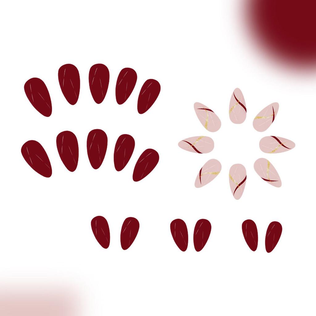 Короткие миндальные накладные ногти с глянцевым покрытием для новогоднего французского акрилового маникюра для женщин и девочек 24 шт.