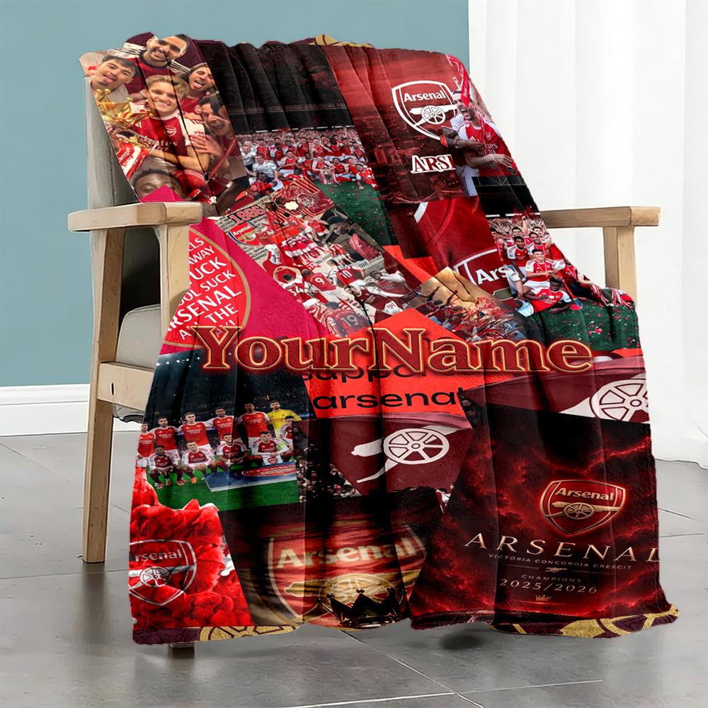 Arsenal Customize Text Blanket Gift Customizable Blanket Warmthful Decor for Nap Picnics Office Sofa Four Seasons Multipurpose