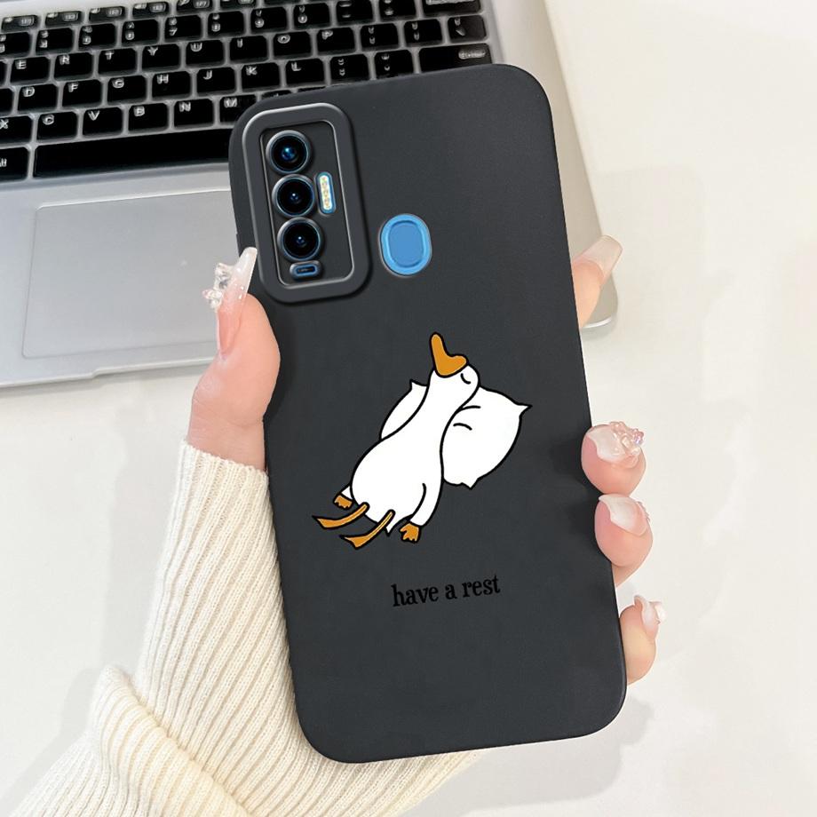 Funda For Tecno Camon 18 18i 18P 18 Primer CH7 CH6 Case Capa Soft Matte Silicone Bumper Cartoon Animal Painting Back Cover