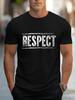 Летняя мужская футболка с принтом RESPECT Белая футболка с коротким рукавом Повседневная футболка с надписью Обычная посадка Круглый вырез