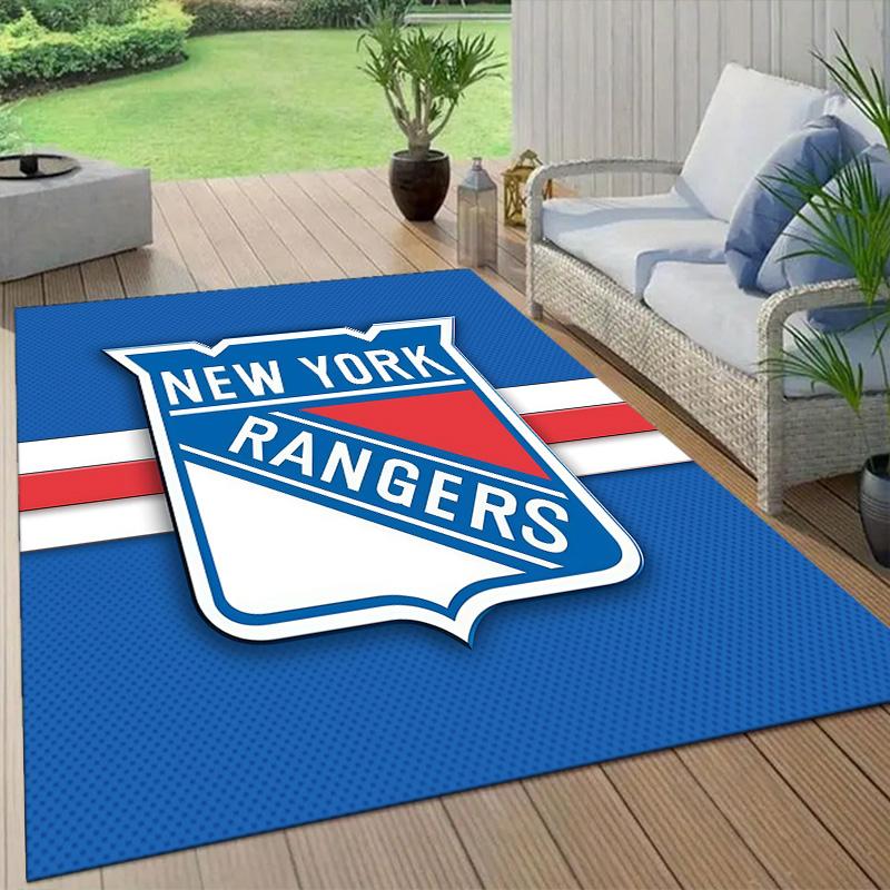 New York Rangers Flannel Pattern Square Carpet,Area Rug,Carpet Rug for Living Room Bedroom Sofa Playroom Decor,Non-slip Floor Mat