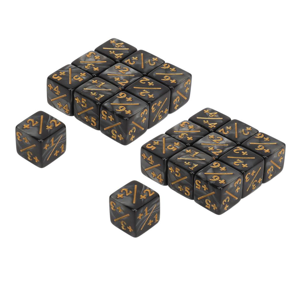20 PCS 6 Sided Number Dice Set Black Lightweight Impact Resistance 16mm Number Dice for Table Games