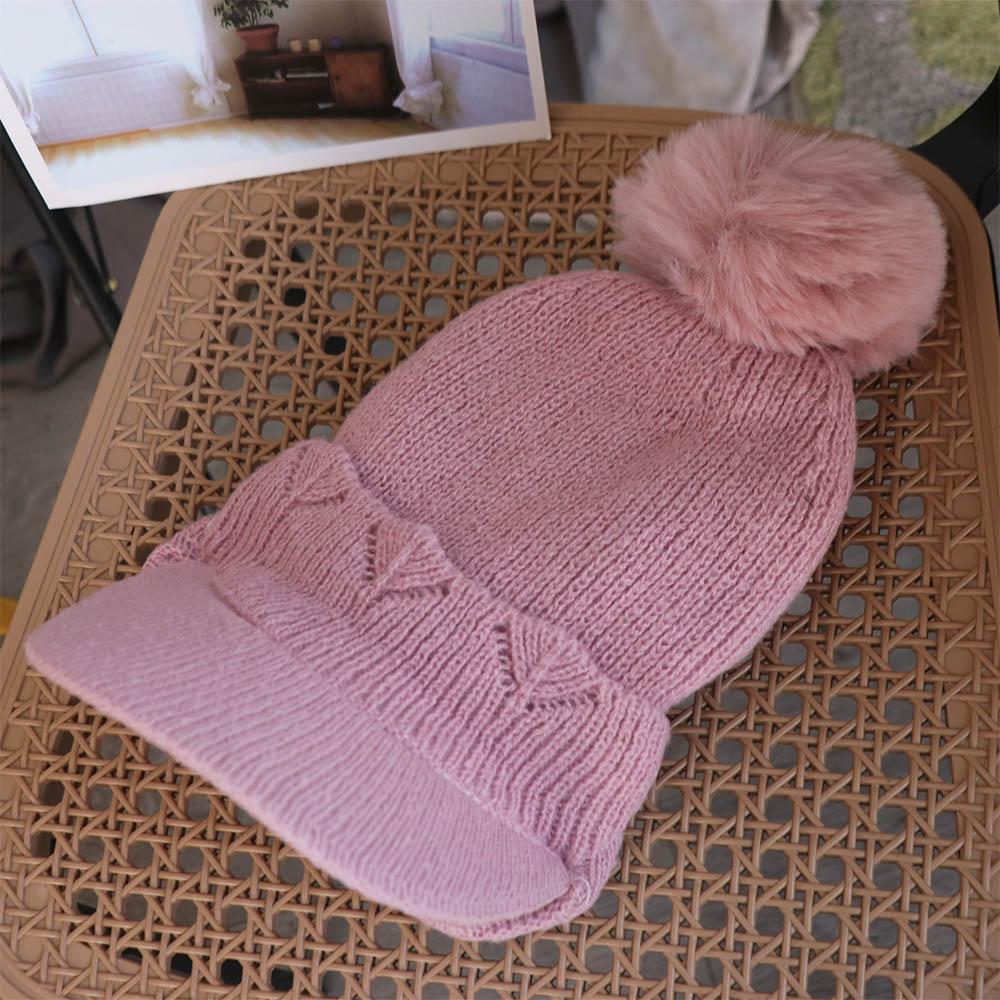 Solid Color Earflaps Hat Windproof Knitted Baseball Hat Fashion Plush Peaked Cap  Ladies