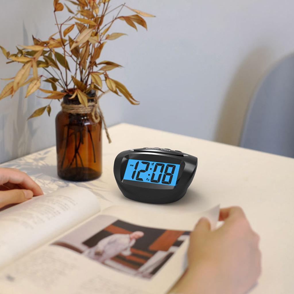 Small Digital Alarm Clock For Children,Blue Backlight, Scending Alarm Volume, Basic Clock, LCD Digits Readout, Snooze, Battery Powered