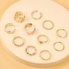 11 Pcs/Set Women Ring Set Hollow Out Multi Shapes Twisted Polished Smooth Alloy Adjustable Open Ring Commute Stackable Knuckle Ring Finger Jewelry