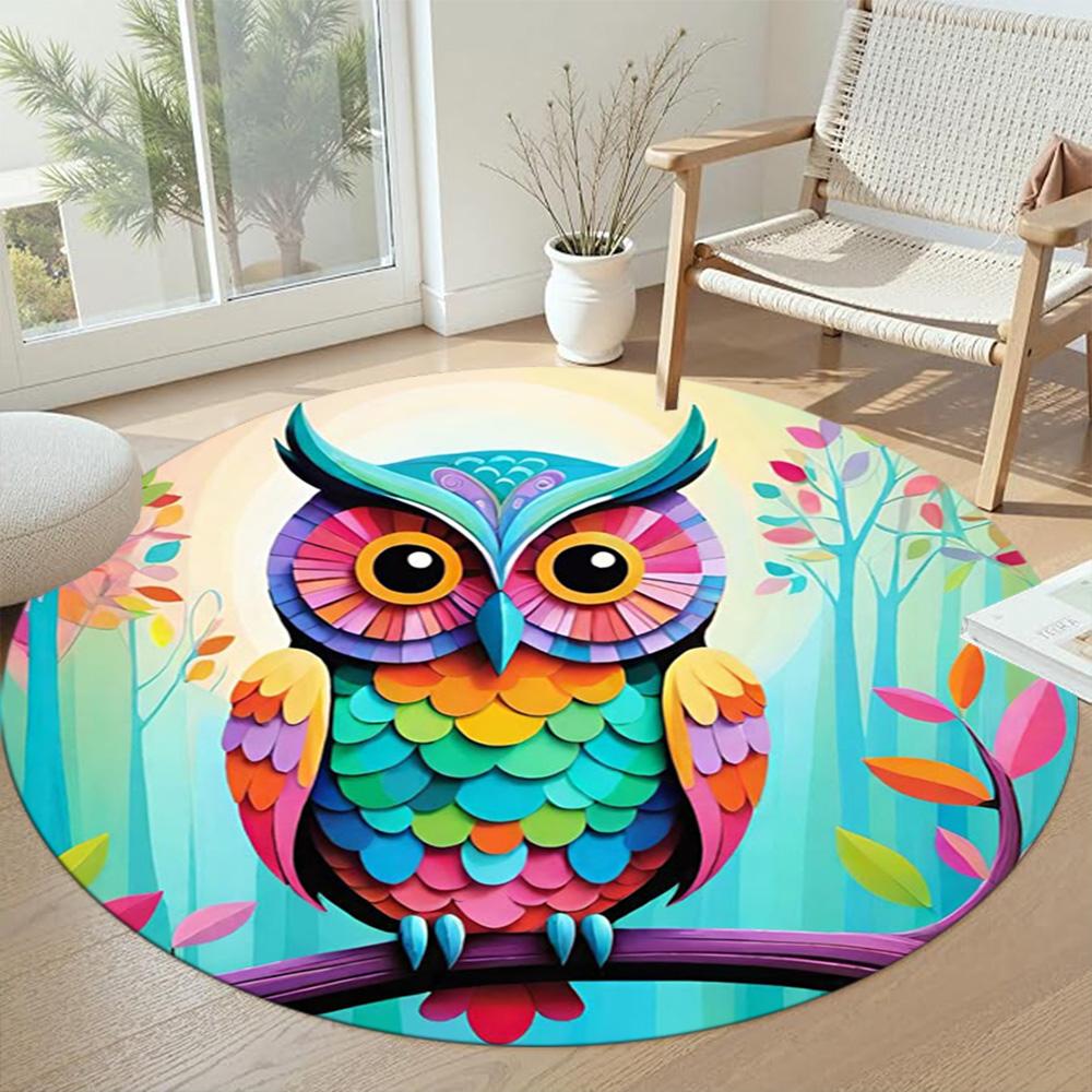 Bird Round Carpet Suitable for Entryway Foyer Game Room Bedrooms Anti-slip Round Rug Anime Office Decor Perfect Gift for Women Men