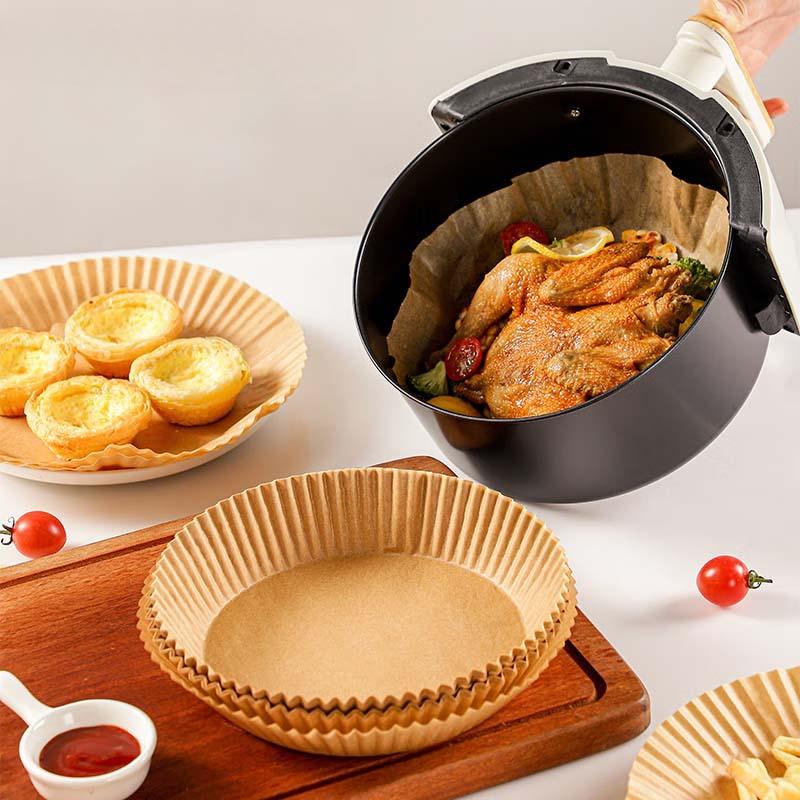 50 шт. Специальная одноразовая бумага для выпечки для домашней аэрофритюрницы, круглая силиконизированная бумага