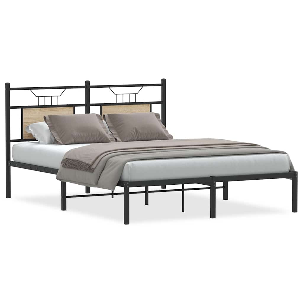 Bed Frame without Mattress Sonoma Oak Finish 140 x 190 cm Engineered Wood