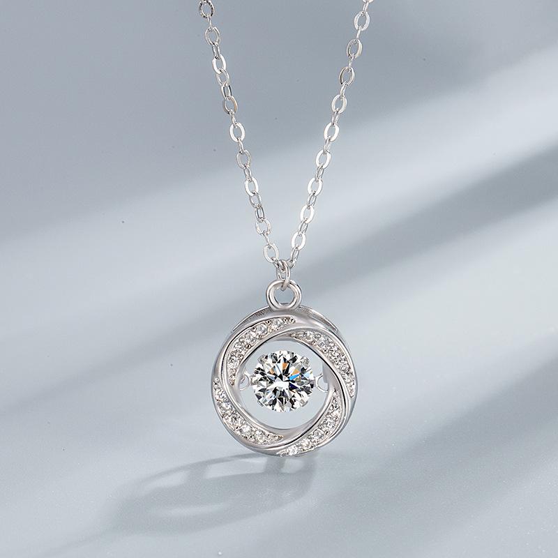 Женское колье-подвеска «Танцующее сердце» из серебра 925 пробы - Роскошная круглая цепочка для ключиц, Рождественский подарок