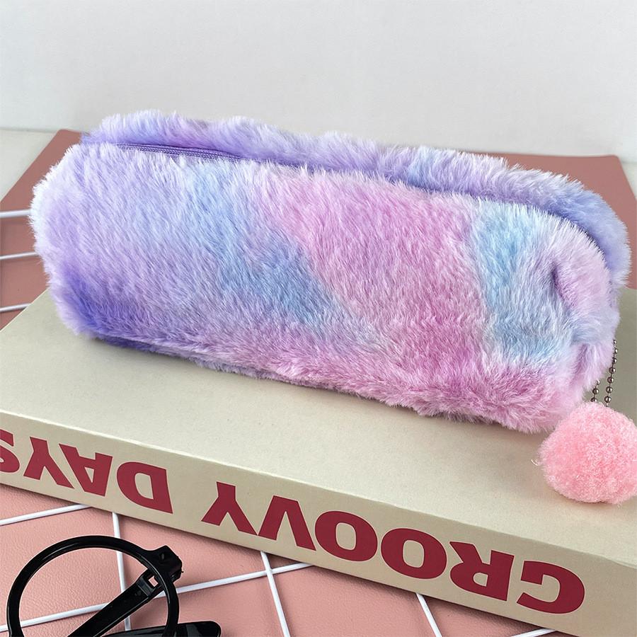 Pen Case Color Key Chain Plush Pencil Case Storage Bag Decoration Gift Kids