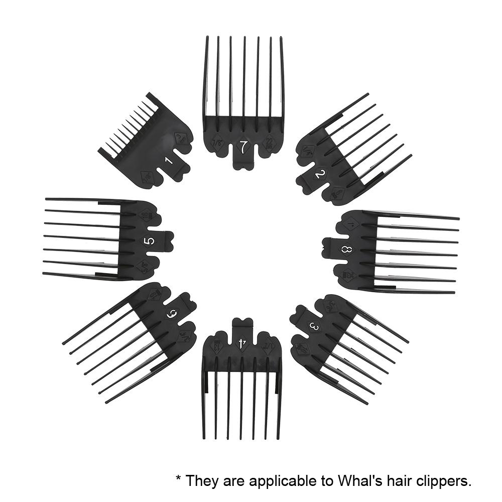 Машинка для стрижки волос, набор направляющих для расчесок, пластиковые насадки для триммера для волос, черный набор инструментов для парикмахерской, 8 шт.