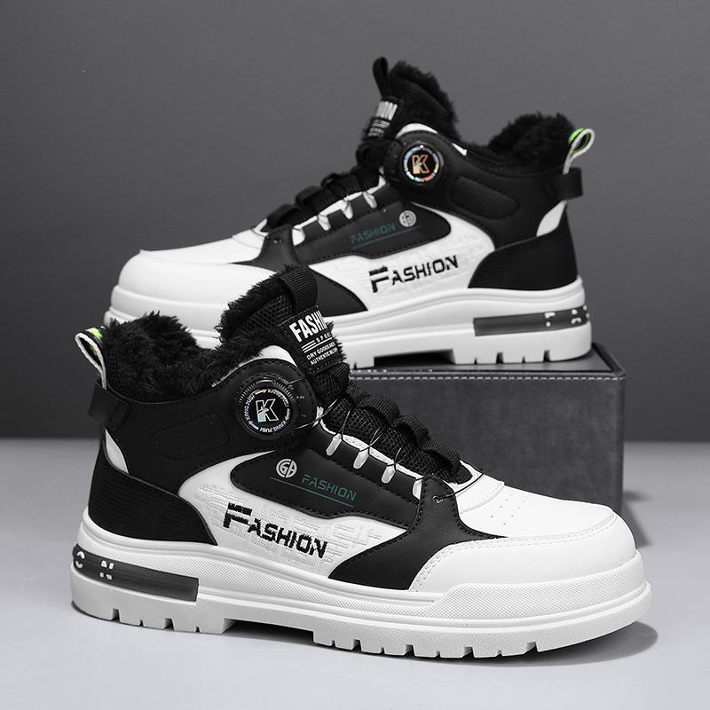 Зимняя новая мужская обувь бархатные ботинки Мартина мужская обувь мужская повседневная спортивная хлопковая обувь вращающиеся кнопки