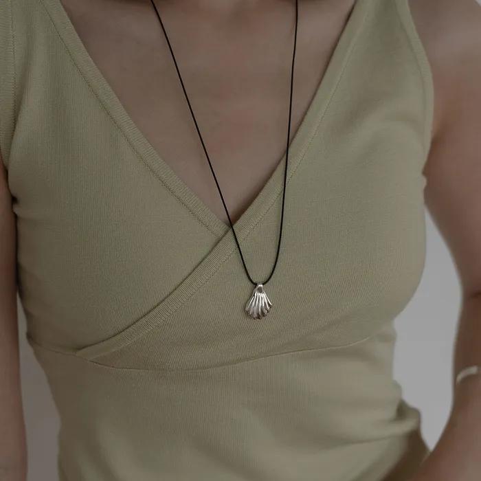 Серебро925 ракушка длинное ожерелье