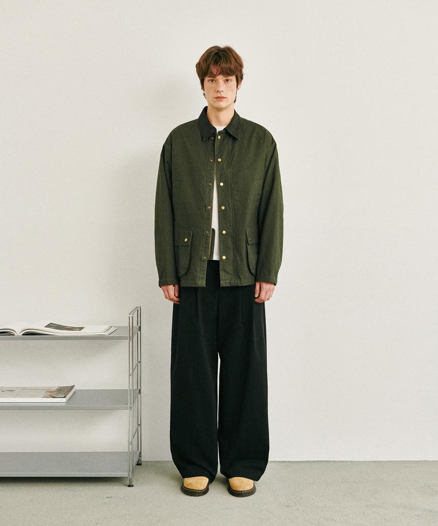 GLW Wide Two-Pleat Cotton Pants Black