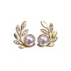 Французские серьги-пусеты премиум-дизайна, серьги с имитацией жемчуга в виде ветвей и листьев, модные серьги для женщин