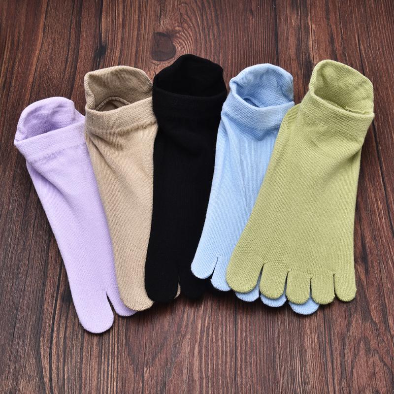 Носки для йоги Five Toes, однотонные хлопковые дышащие носки для пилатеса, женские силиконовые противоскользящие носки для занятий балетом и танцами в помещении