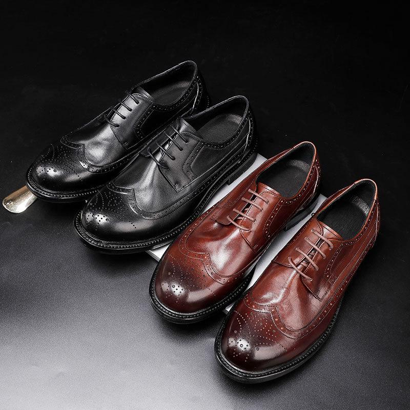 Британские ретро туфли Дерби из коровьей кожи свадебные туфли Tide Brock гравированные деловые повседневные кожаные туфли мужские туфли большого размера Tide