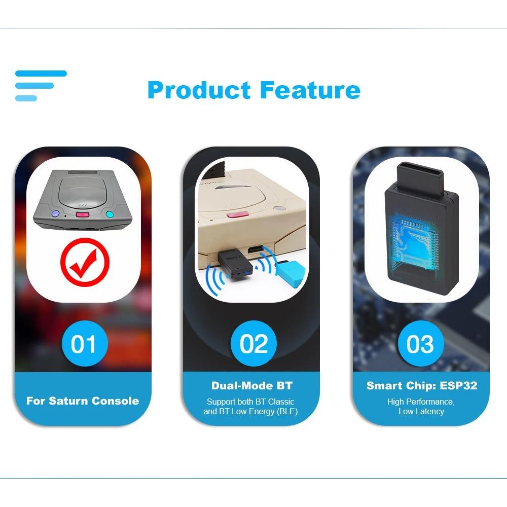 Беспроводной адаптер контроллера Blueretro для консоли Saturn к контроллерам PS4 PS5 M30 Switch Joycon Xbox One S