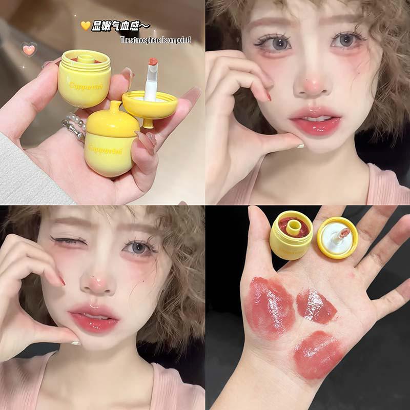 CAPPVINI Little Pine Cone Plumping Watery Lip Gloss - Mirror Shine for Students & Parties