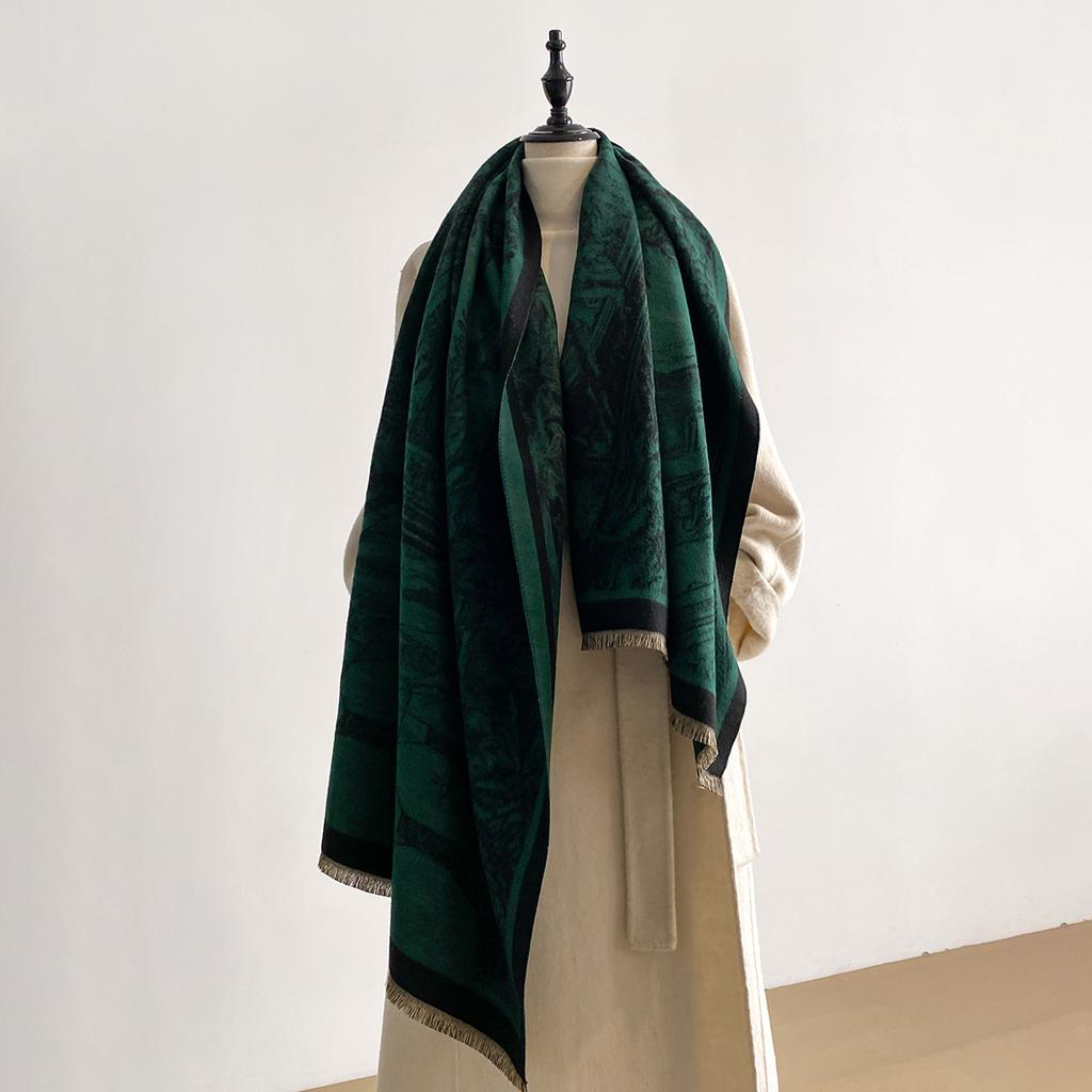 New Luxury 2-Sided Imitation Cashmere Scarf - Ultra Soft Women's Winter Thickened Jacquard Wrap Shawl with Stylish Patterns