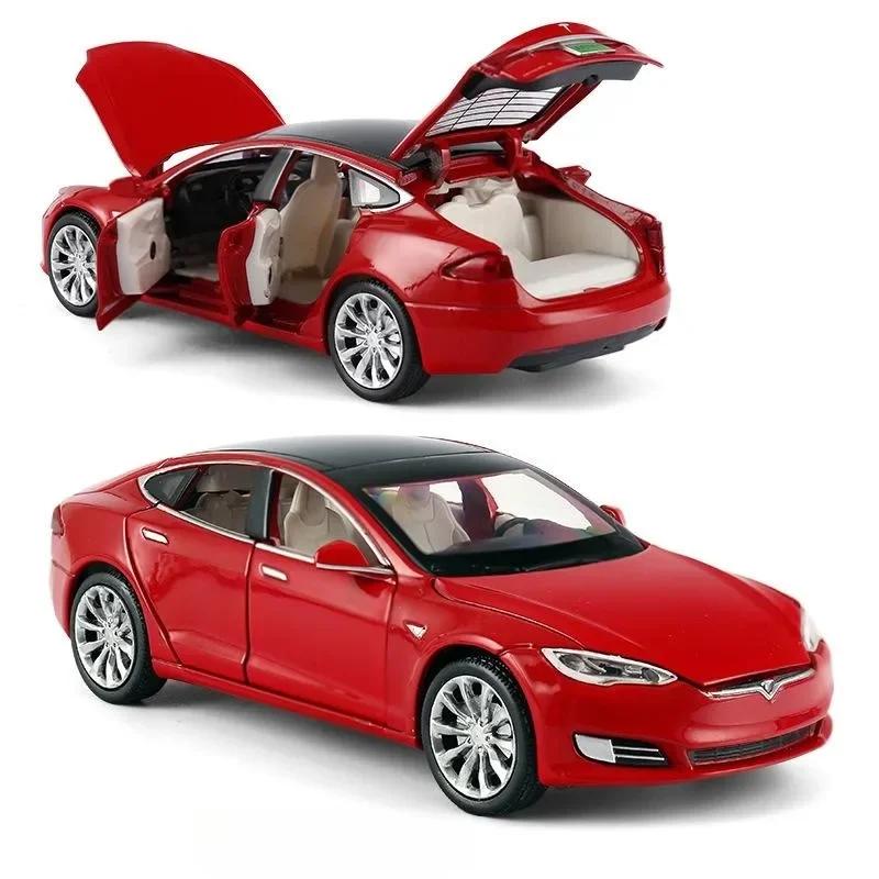 1/32 Tesla Cybertruck Pickup Model S Model X Model Y Toy Car Diecast Metal Off Road Collection Pull Back Sound Light Gift Boy