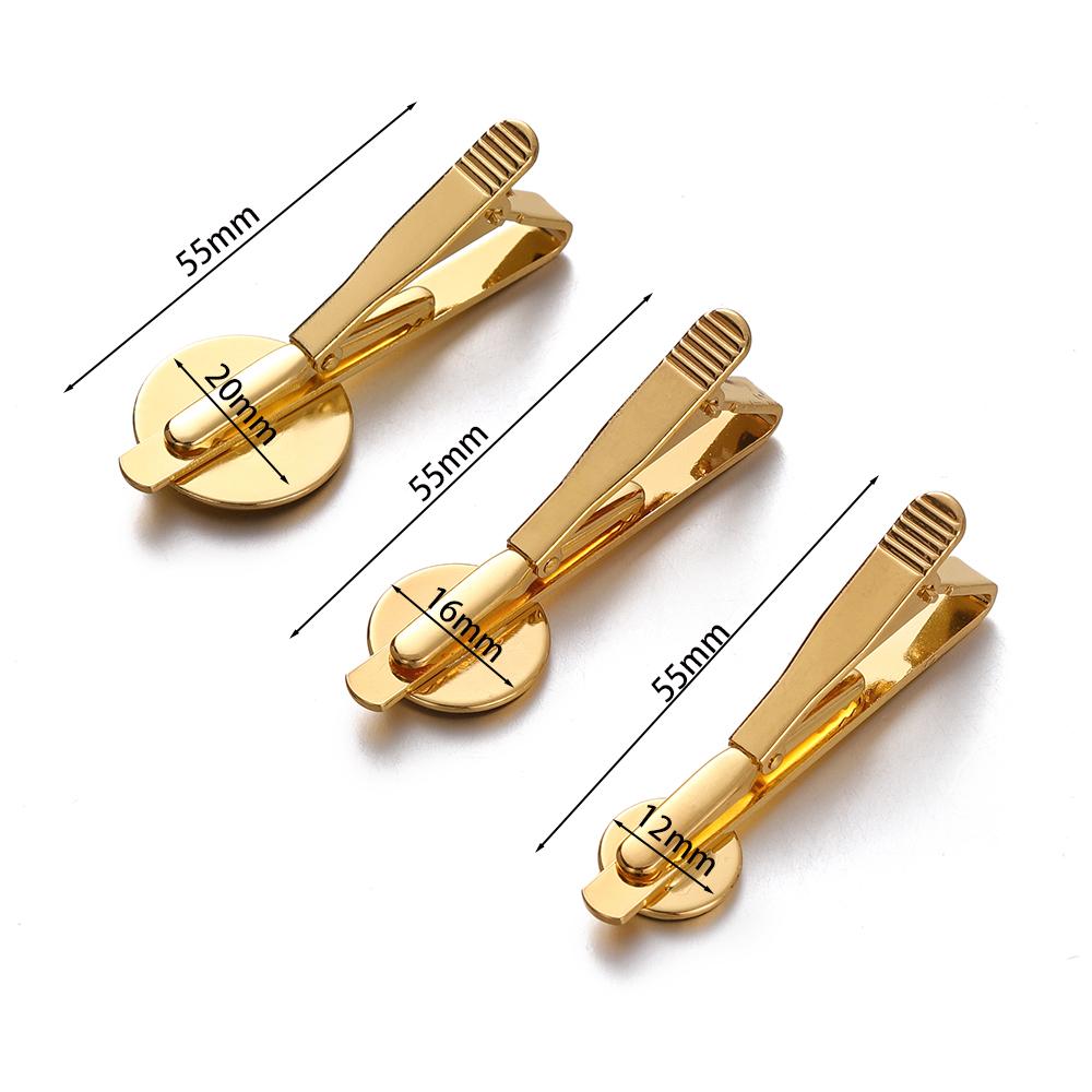 5Pcs Copper Tie Clip Tray Bezel Bases 12/16/20mm Fit Round Cabochons Cameo Base for DIY Men Jewelry Making Accessories Findings