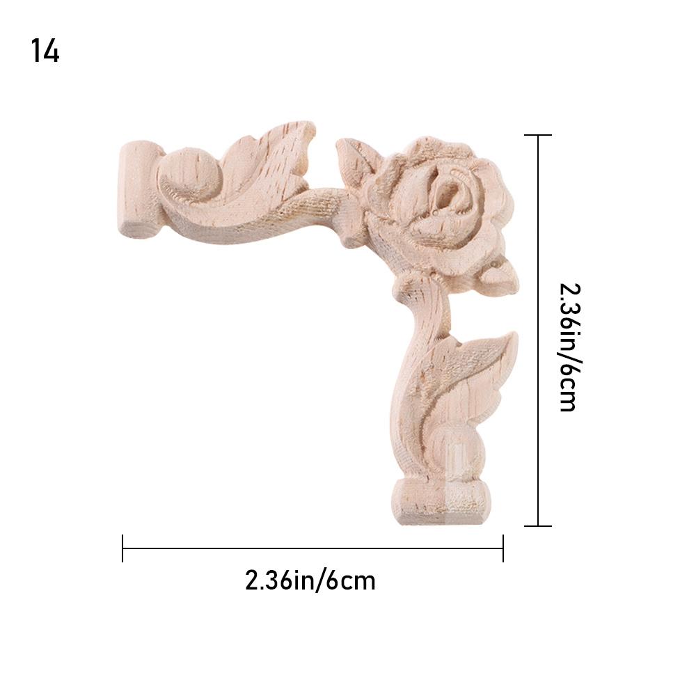 Oak Door Decor Crafts Corner Applique Onlay Decal Carved Wave Flower Decorative Wood Appliques