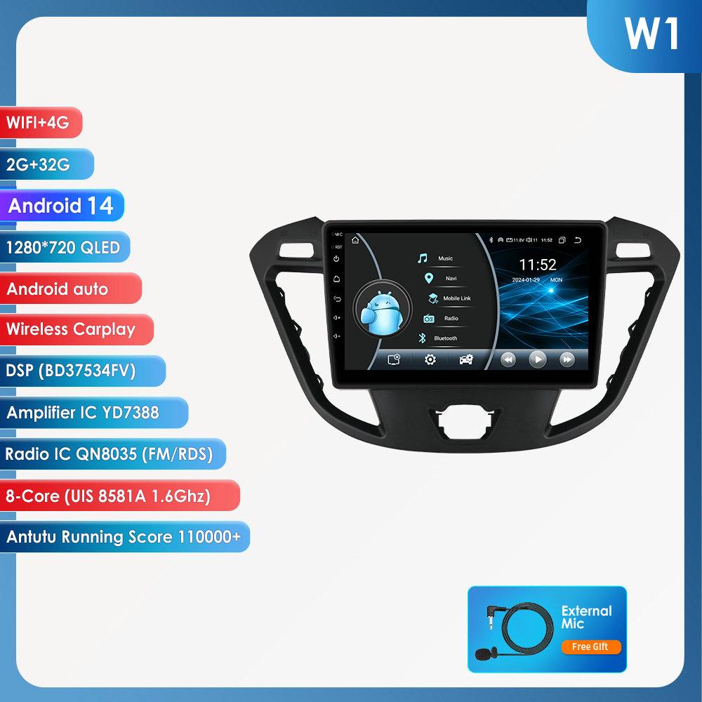 9" Android 15 4G+64G Car Stereo Carplay Android Auto GPS Wifi RDS Bluetooth For Ford Transit Custom 2012-2021 Touchscreen 2Din